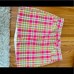 Plaid denim skirt